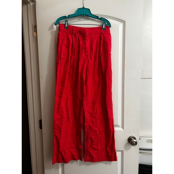 Abercrombie & Fitch Pants - Abercrombie & Fitch coral Linen Blend Wide Leg Pants Womens Medium Regular